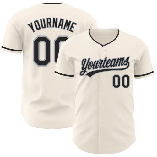 Cream1223 Custom Cream Black-Gray Authentic Baseball Jersey