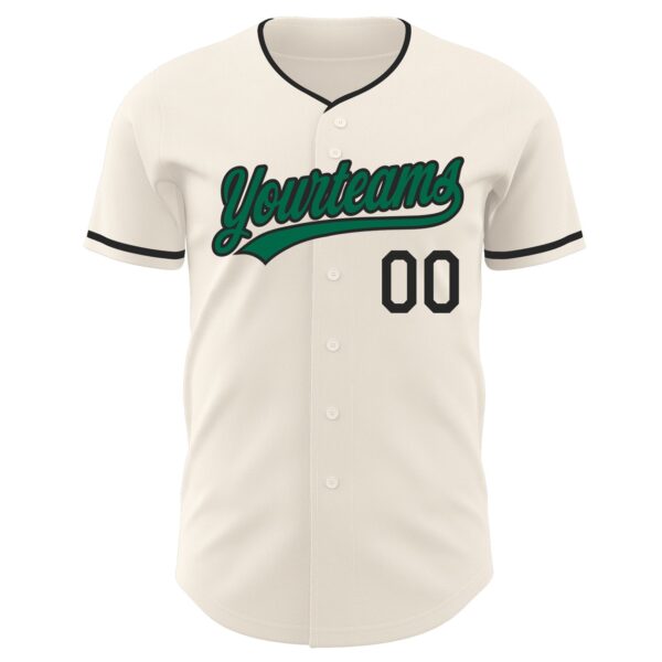 Custom Cream Kelly Green-Black Authentic Baseball Jersey