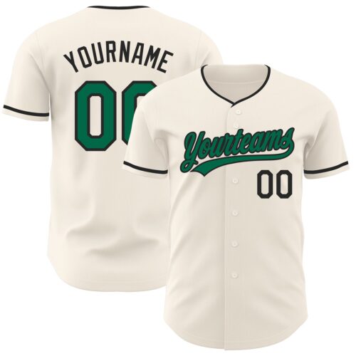 Cream1224 Custom Cream Kelly Green-Black Authentic Baseball Jersey