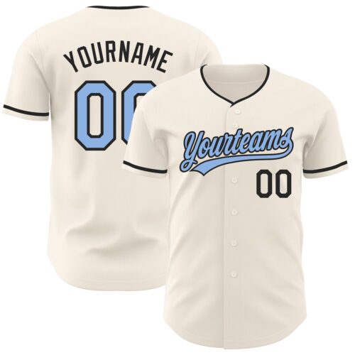 Cream1225 Custom Cream Light Blue-Black Authentic Baseball Jersey