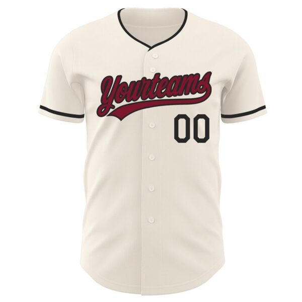 Custom Cream Crimson-Black Authentic Baseball Jersey