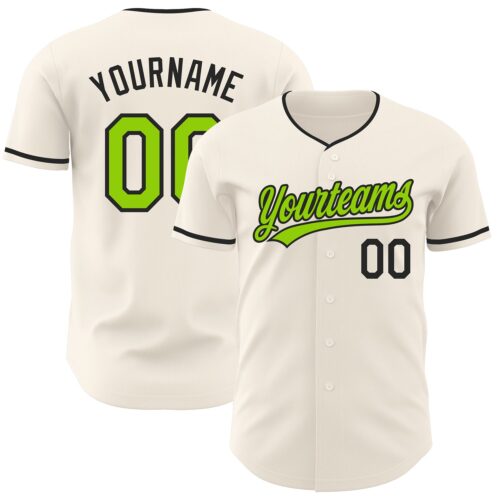 Cream1227 Custom Cream Neon Green-Black Authentic Baseball Jersey