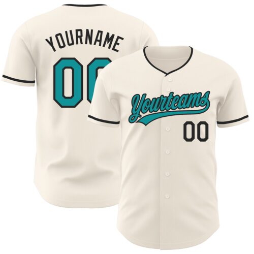 Cream1228 Custom Cream Teal-Black Authentic Baseball Jersey
