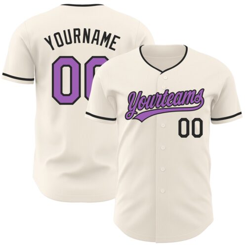 Cream1231 Custom Cream Medium Purple-Black Authentic Baseball Jersey