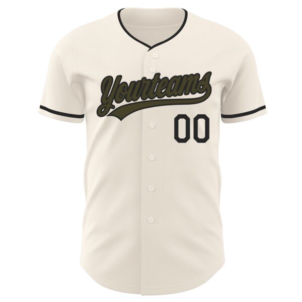 Custom Cream Olive-Black Authentic Baseball Jersey