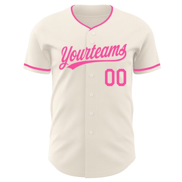 Custom Cream-Pink Authentic Baseball Jersey