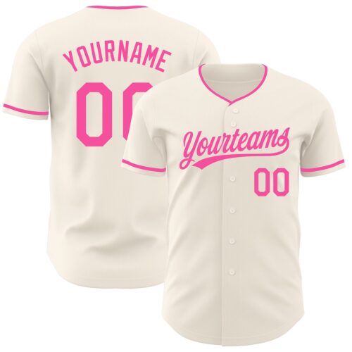 Cream1234 Custom Cream-Pink Authentic Baseball Jersey