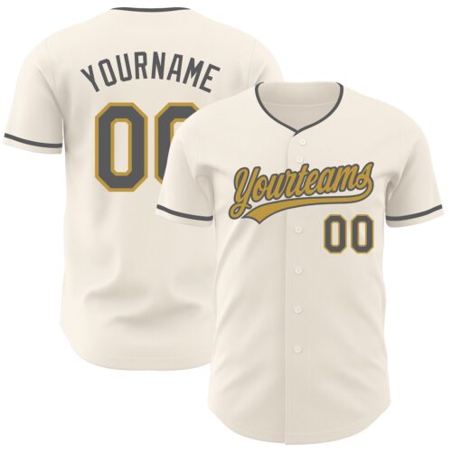 Cream1236 Custom Cream Steel Gray-Old Gold Authentic Baseball Jersey