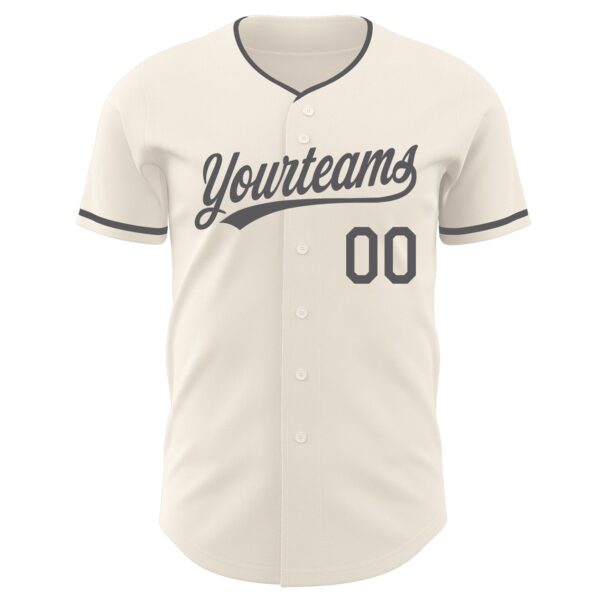 Custom Cream-Steel Gray Authentic Baseball Jersey