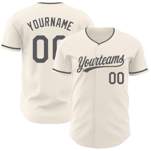Cream1237 Custom Cream-Steel Gray Authentic Baseball Jersey