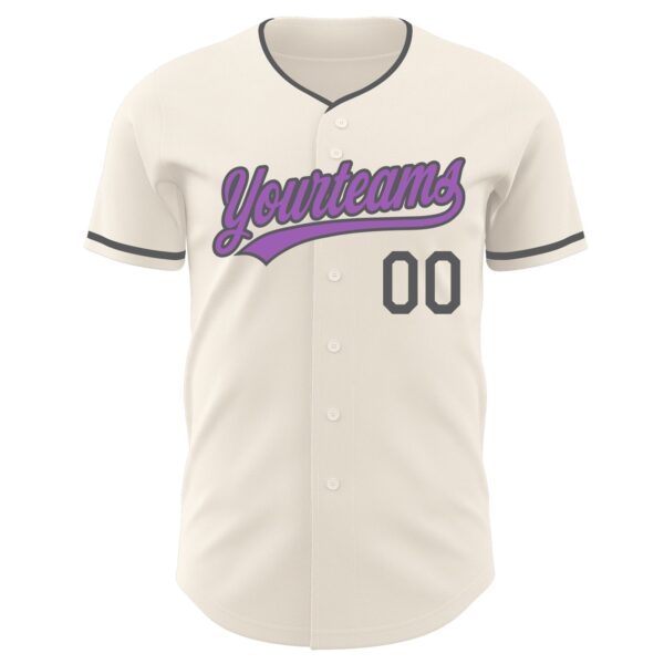 Custom Cream Medium Purple-Steel Gray Authentic Baseball Jersey