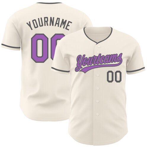 Cream1238 Custom Cream Medium Purple-Steel Gray Authentic Baseball Jersey