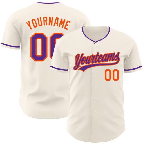 Cream1239 Custom Cream Purple-Orange Authentic Baseball Jersey