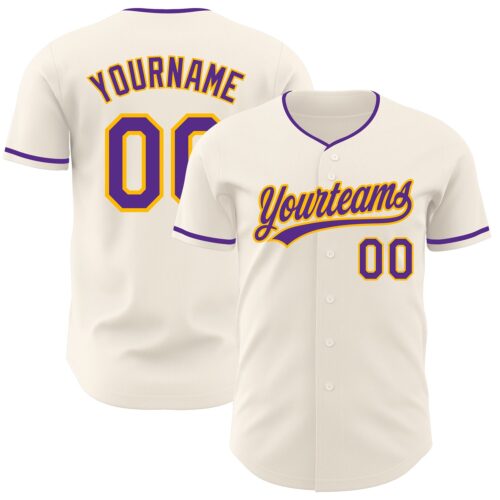 Cream1240 Custom Cream Purple-Gold Authentic Baseball Jersey