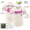 Custom Cream Pink-Purple Authentic Baseball Jersey