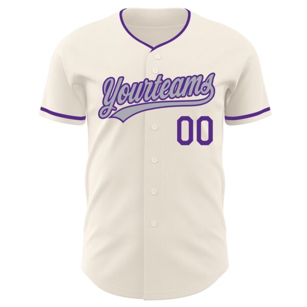 Custom Cream Gray-Purple Authentic Baseball Jersey