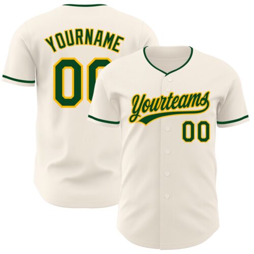 Cream1249 Custom Cream Green-Gold Authentic Baseball Jersey