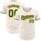 Custom Cream Green-Gold Authentic Baseball Jersey
