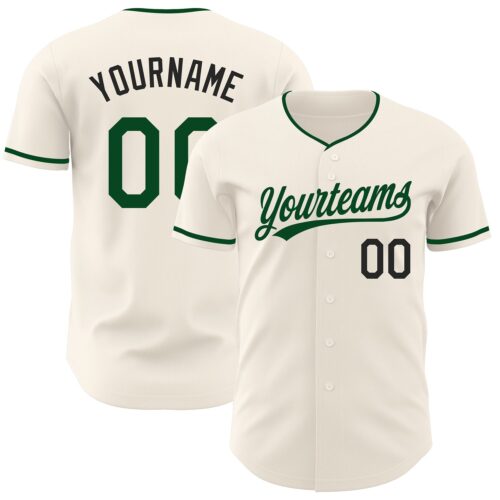 Cream1251 Custom Cream Green-Black Authentic Baseball Jersey