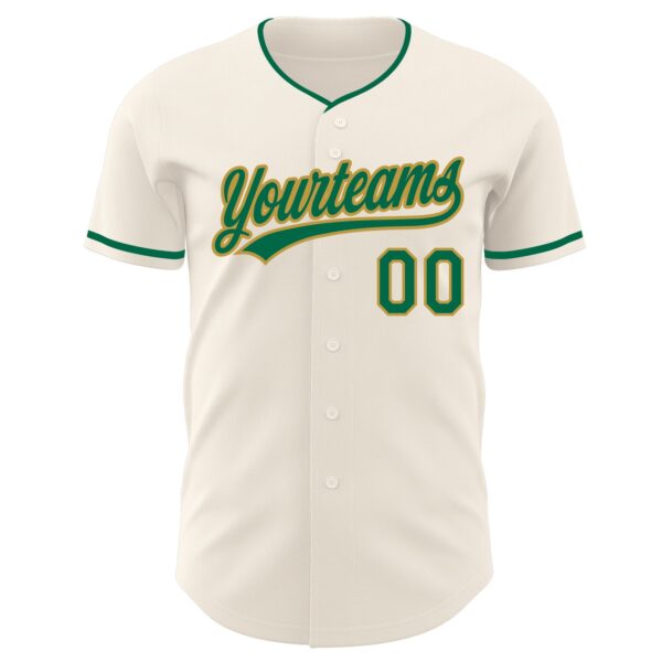 Custom Cream Kelly Green-Old Gold Authentic Baseball Jersey