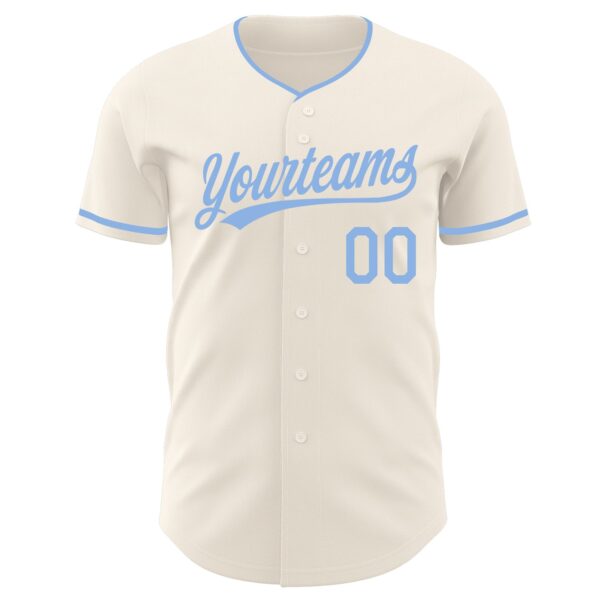 Custom Cream-Light Blue Authentic Baseball Jersey