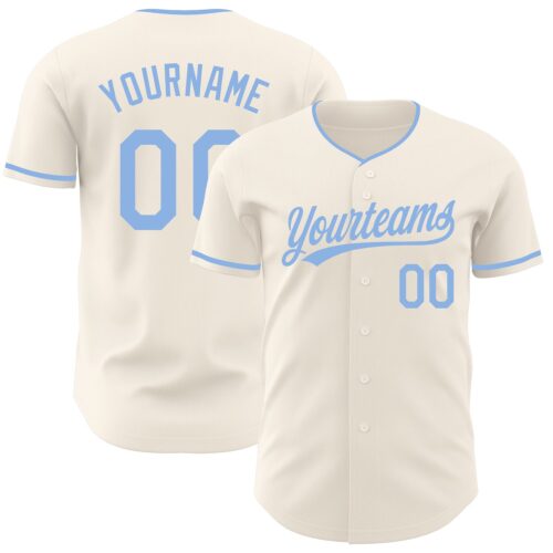 Cream1256 Custom Cream-Light Blue Authentic Baseball Jersey