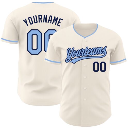 Cream1257 Custom Cream Light Blue-Navy Authentic Baseball Jersey