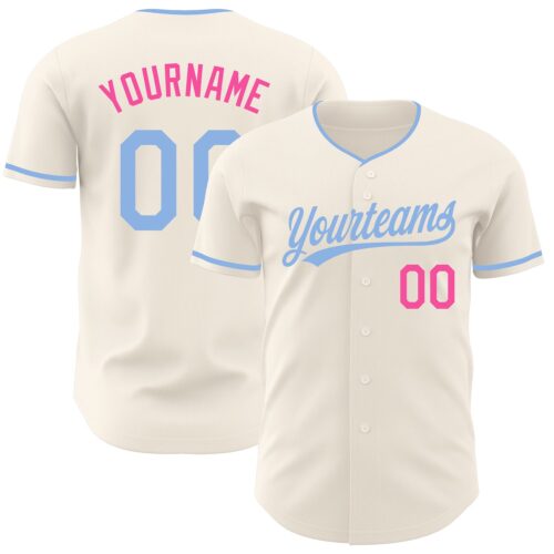 Cream1260 Custom Cream Light Blue-Pink Authentic Baseball Jersey