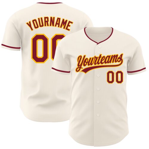 Cream1261 Custom Cream Crimson-Gold Authentic Baseball Jersey