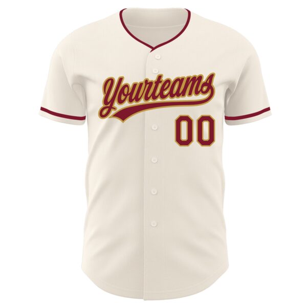 Custom Cream Crimson-Old Gold Authentic Baseball Jersey