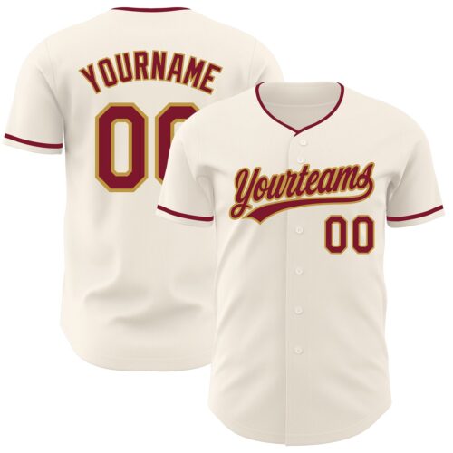 Cream1262 Custom Cream Crimson-Old Gold Authentic Baseball Jersey