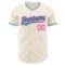 Custom Cream Teal-Pink Authentic Baseball Jersey