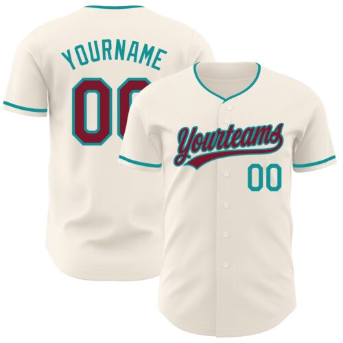 Cream1264 Custom Cream Crimson-Teal Authentic Baseball Jersey