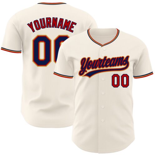 Cream1270 Custom Cream Navy Red-Old Gold Authentic Baseball Jersey