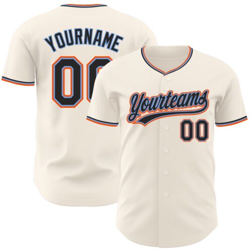 Cream1271 Custom Cream Black Powder Blue-Orange Authentic Baseball Jersey