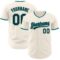 Custom Cream Black-Teal Authentic Baseball Jersey
