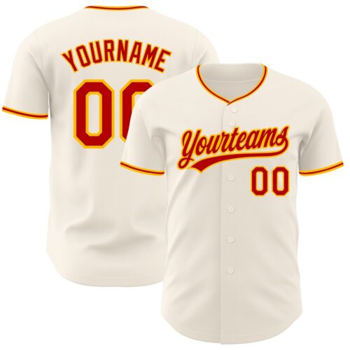 Cream1273 Custom Cream Red-Gold Authentic Baseball Jersey