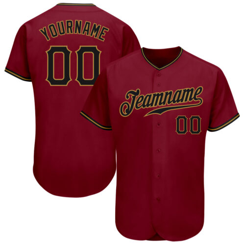 Crimson0048 Custom Crimson Black-Old Gold Authentic Baseball Jersey