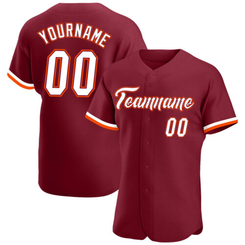 Crimson0049 Custom Crimson White-Orange Authentic Baseball Jersey