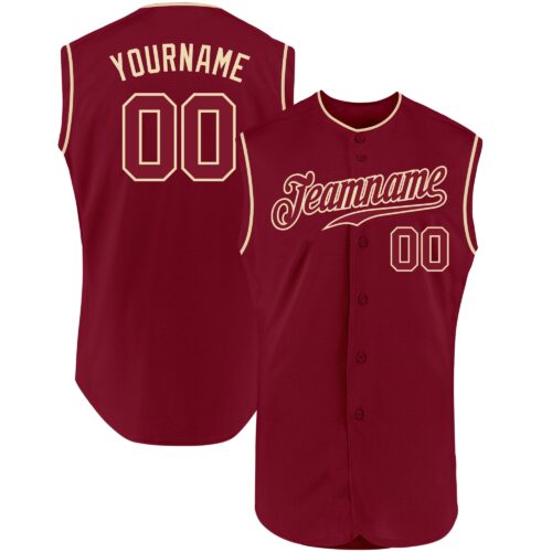 Crimson0057 Custom Crimson Crimson-Cream Authentic Sleeveless Baseball Jersey