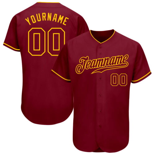 Crimson0066 Custom Crimson Crimson-Gold Authentic Baseball Jersey