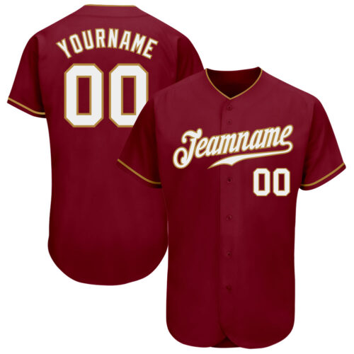 Crimson0067 Custom Crimson White-Old Gold Authentic Baseball Jersey