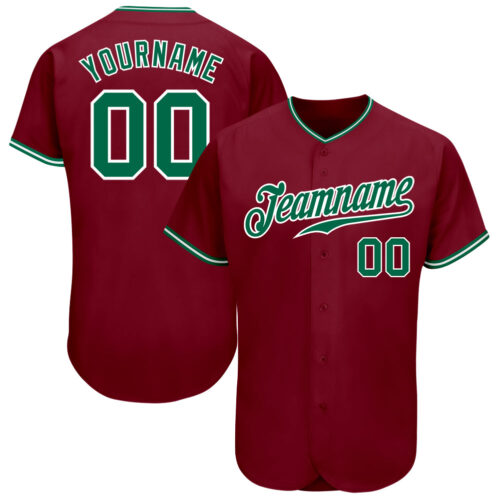 Crimson0070 Custom Crimson Kelly Green-White Authentic Baseball Jersey