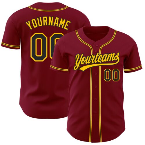 Crimson0080 Custom Crimson Black-Gold Authentic Baseball Jersey