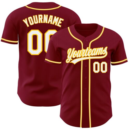 Crimson0081 Custom Crimson White-Gold Authentic Baseball Jersey