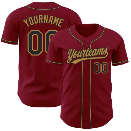 Crimson0088 Custom Crimson Black-Old Gold Authentic Baseball Jersey