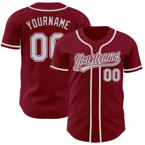 Crimson0089 Custom Crimson Gray-White Authentic Baseball Jersey
