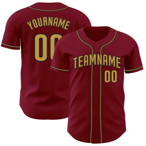 Crimson0112 Custom Crimson Old Gold-Black Authentic Baseball Jersey