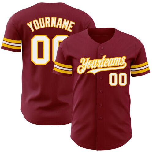 Crimson0122 Custom Crimson White-Gold Authentic Baseball Jersey