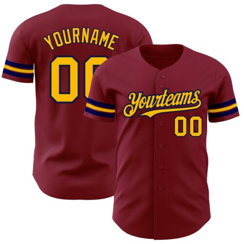Crimson0123 Custom Crimson Gold-Navy Authentic Baseball Jersey